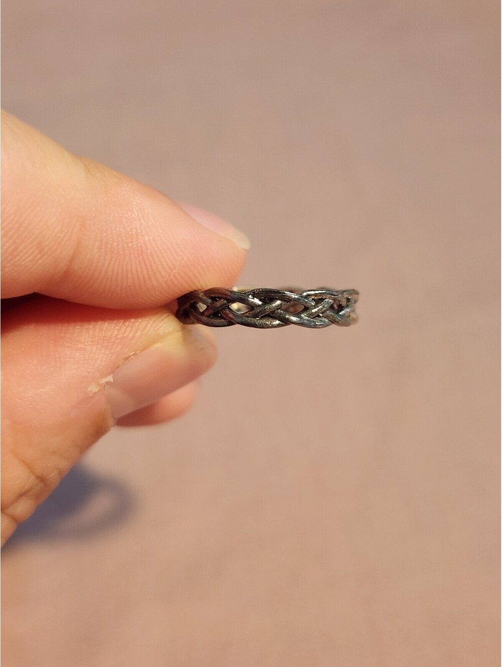 Intricately Braided Silver-Tone Ring Size 6